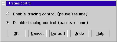 Tracing Control dialog