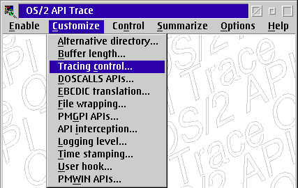 Customize/Tracing control...