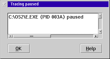 Pause tracing dialog