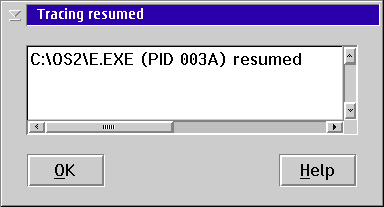 Resume tracing dialog