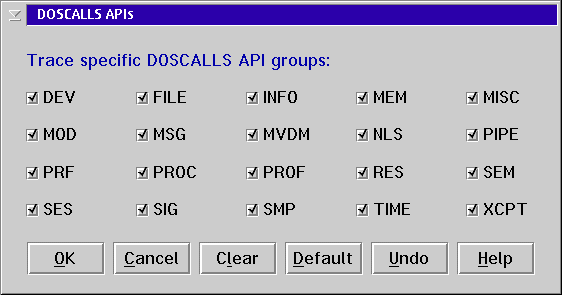 DOSCALLS APIs dialog