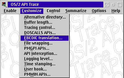 Customize/EBCDIC translation...