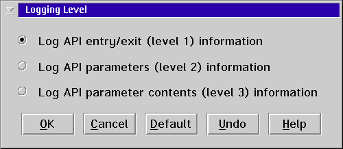 Logging Level dialog