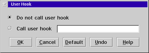 User Hook dialog